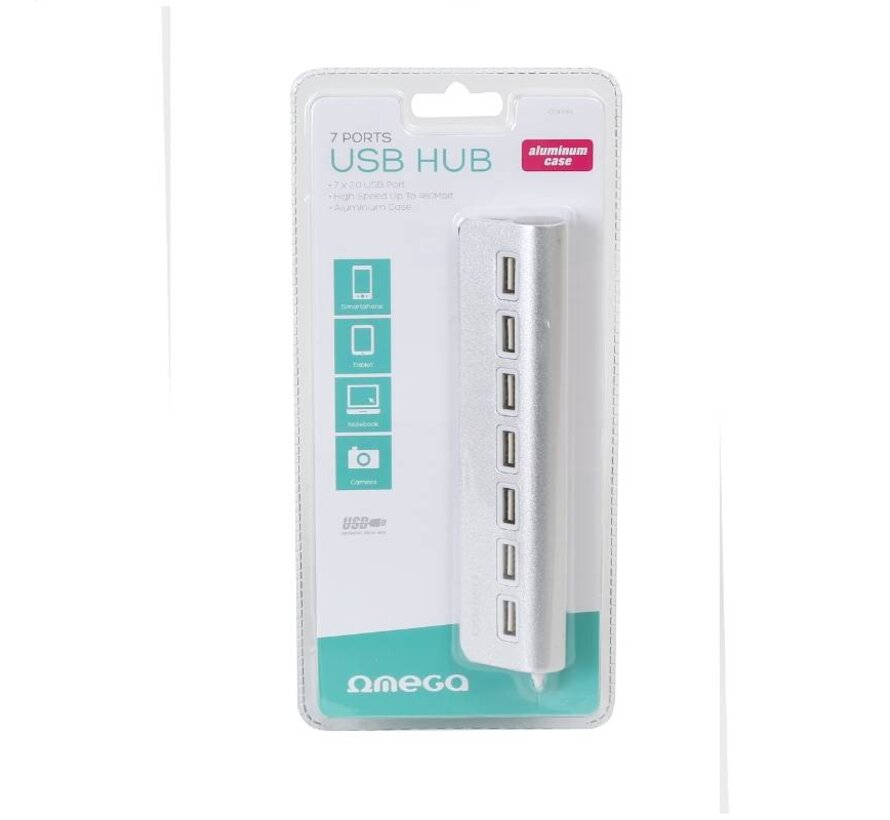 OMEGA HUB 7 USB 2.0 ALUMINIUM 42849