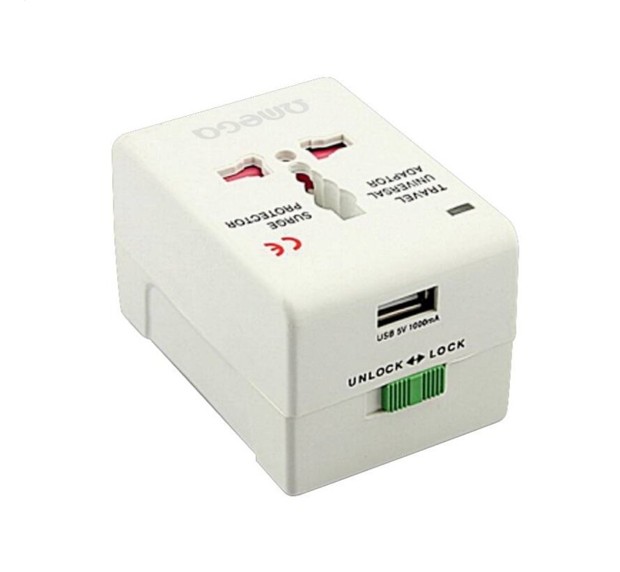 ADAPTATEUR DE VOYAGE OMEGA 220-250V 4 EN 1 + PORT USB