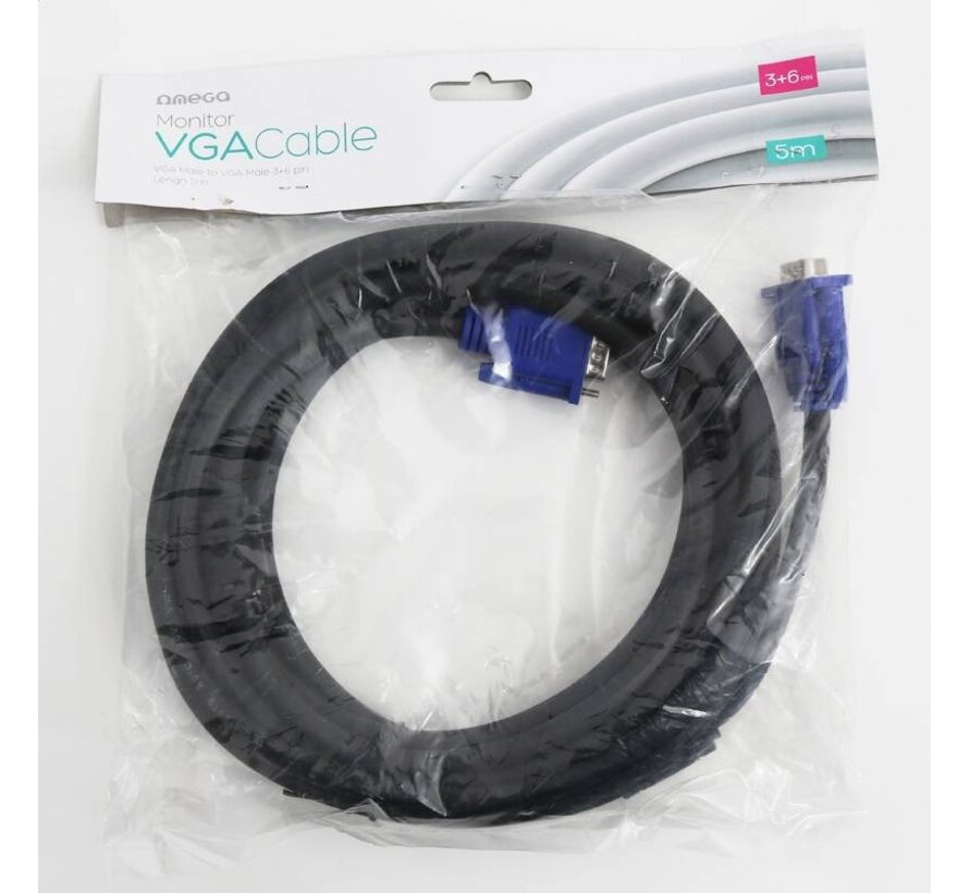 OMEGA VGA CABLE 15M to 15M 5.0M bulk
