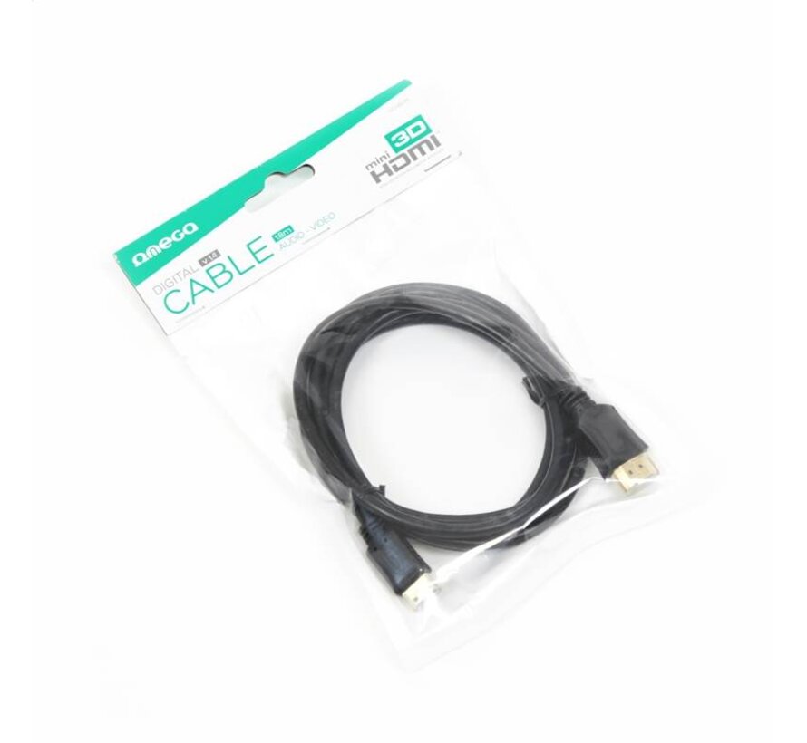 OMEGA - CABLE HDMI - miniHDMI v.1.4 BLACK 1.8M bulk 41658 - sachet