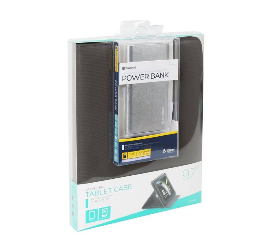 OMEGA SET COVER FOR TABLET/E-BOOK 9,7-10,1"  MARYLAND/BLACK + POWER BANK 5000mAh SILVER