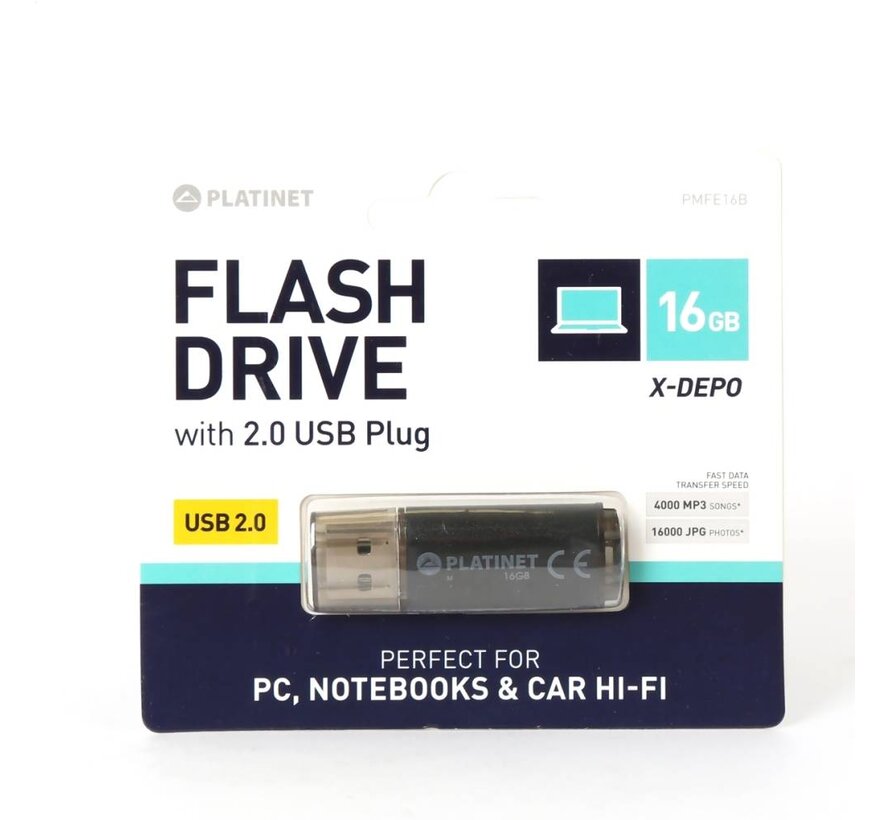 PLATINET PENDRIVE USB 2.0 X-Depo 16GB SCHWARZ [40944]
