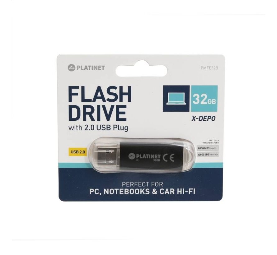 PLATINET PENDRIVE USB 2.0 X-Depo 32GB SCHWARZ [40621]