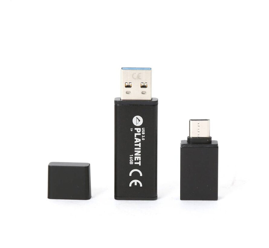 PLATINET PENDRIVE USB 3.0 X-Depo 16GB + Type-C Adapter BLACK [44241]