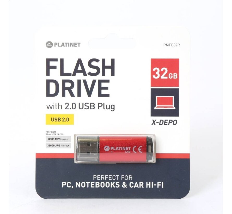 CLE USB PLATINET 2.0 X-Depo 32GO ROUGE [42969]