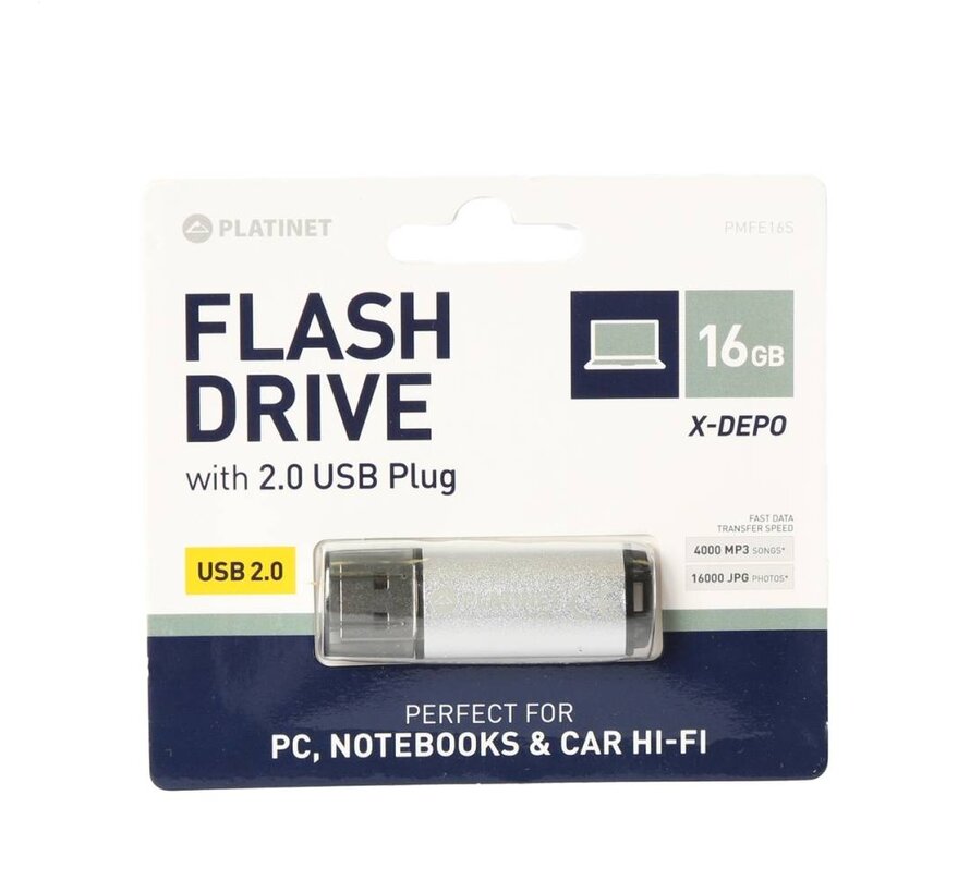PLATINET PENDRIVE USB 2.0 X-Depo 16GB SILVER [42175]