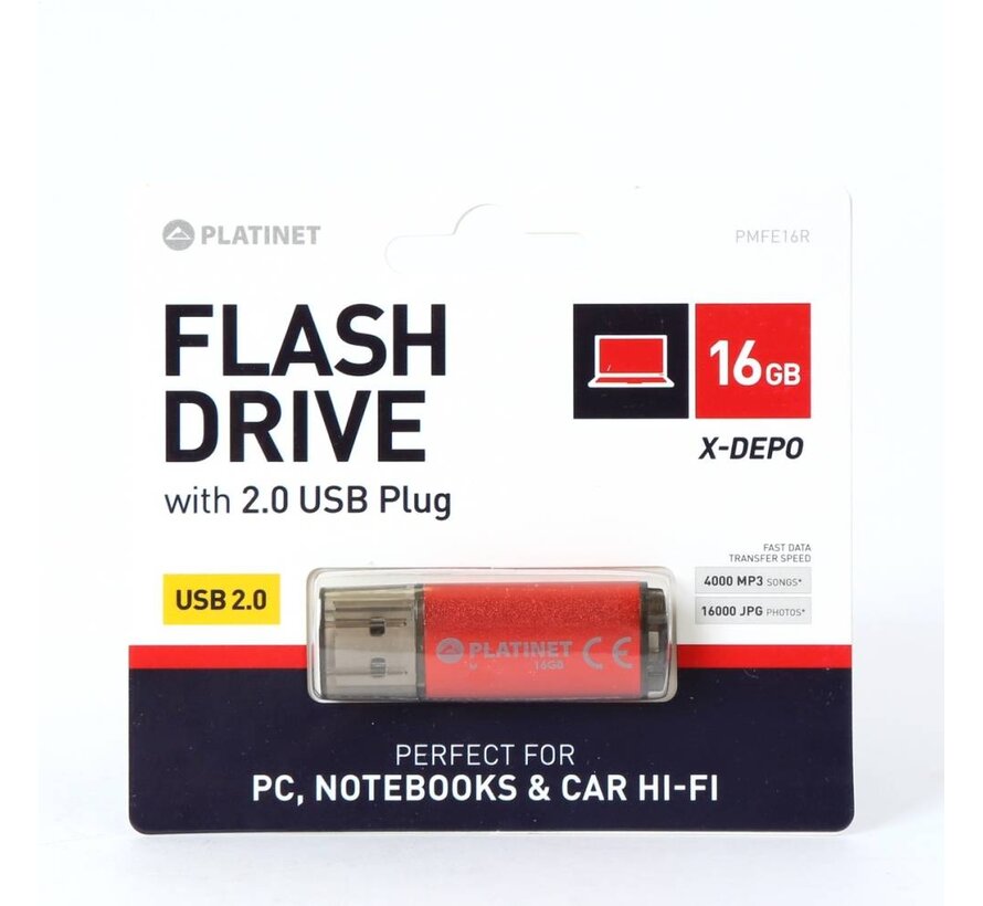 CLÉ USB 2.0 PLATINET X-Depo 16GO ROUGE