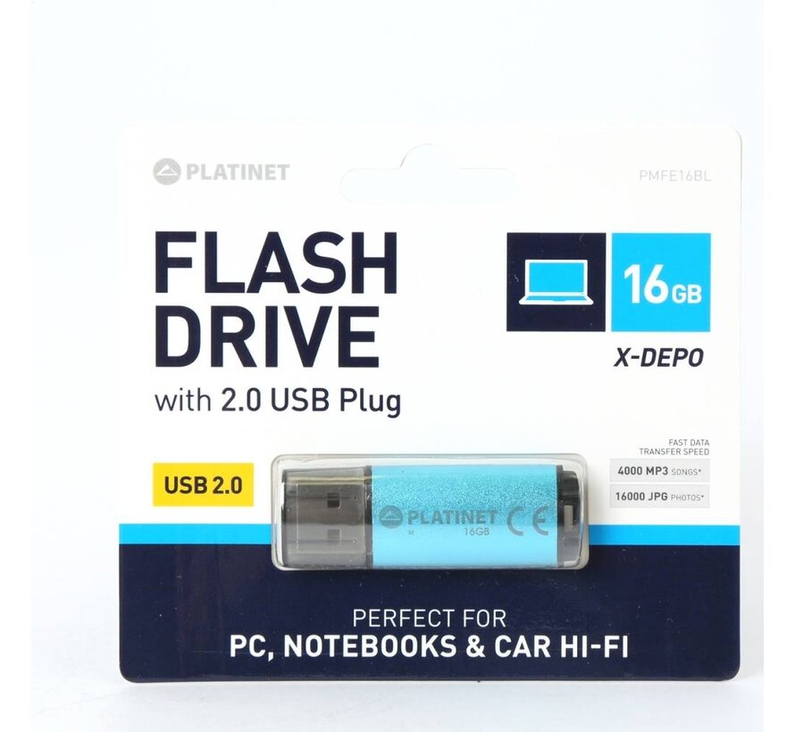 CLÉ USB 2.0 PLATINET X-Depo 16GO BLEU