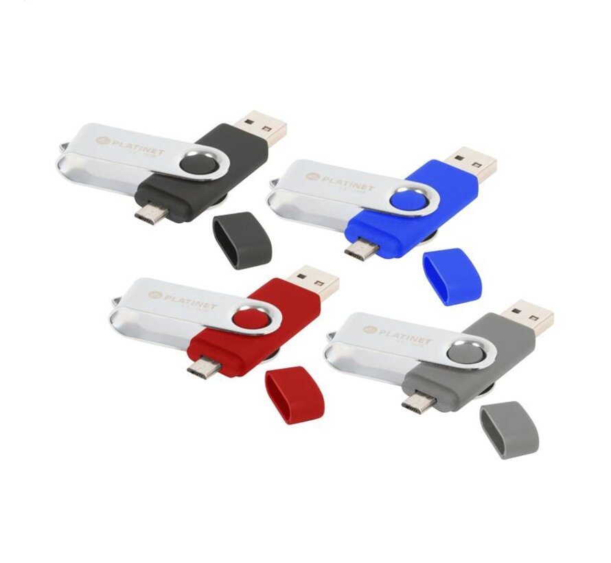 CLE USB 2.0 PLATINET ANDROID BX-Depo 16GO + microUSB POUR TABLETTES - COULEUR NOIRE