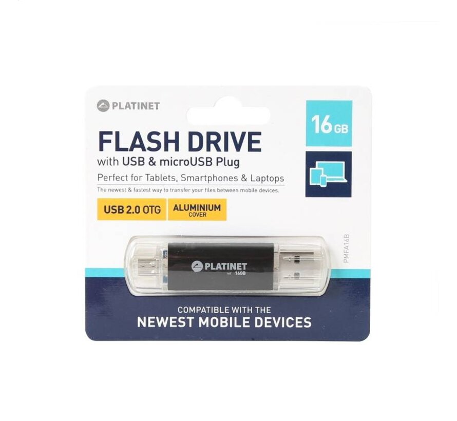 PLATINET ANDROID PENDRIVE USB 2.0 AX-Depo 16GB + microUSB for tablets SCHWARZ