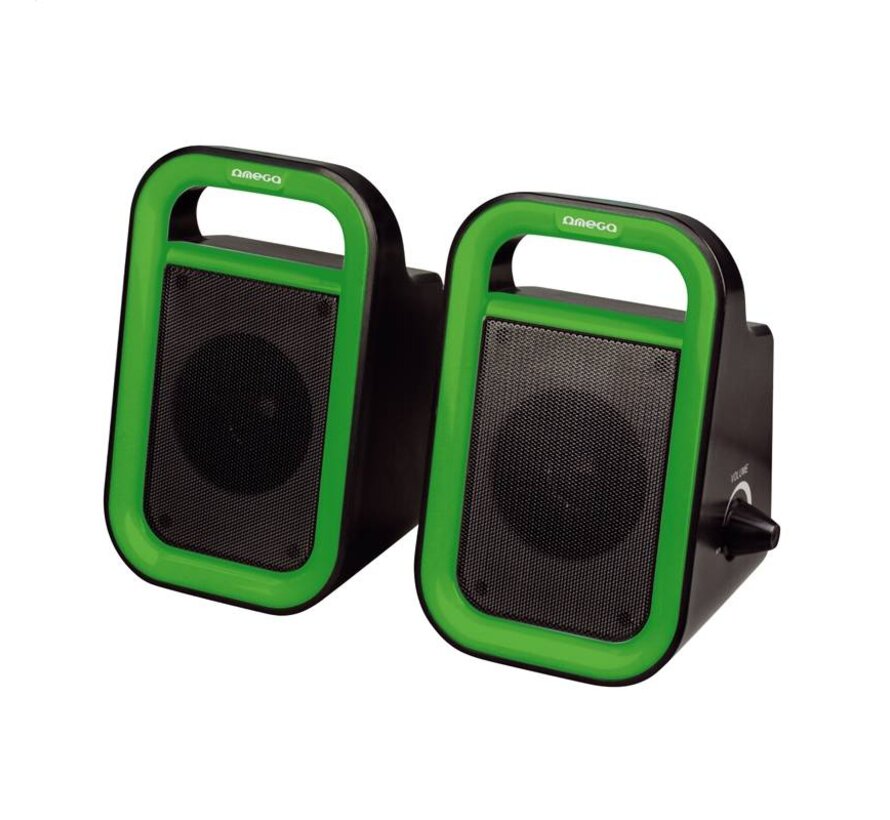 OMEGA SPEAKERS 2.0 OG-119B BLACK/GREEN 2x3W RMS USB [43093]