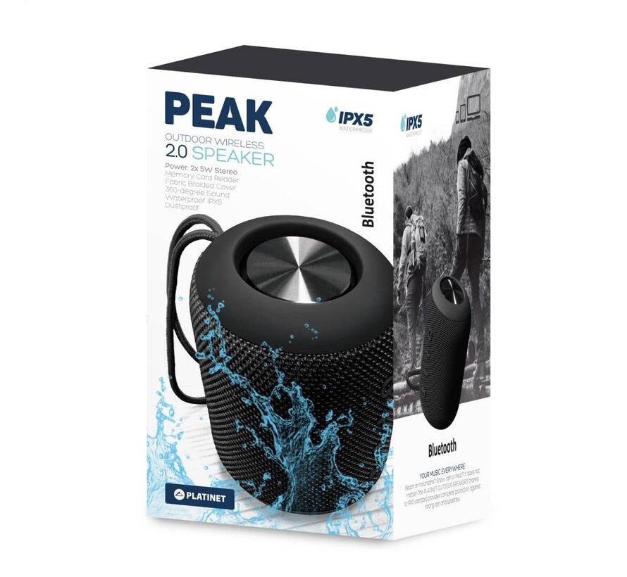 PLATINET SPEAKER PMG13 PEAK BLUETOOTH 4.2 10W STEREO IPX5 BLACK [44486]