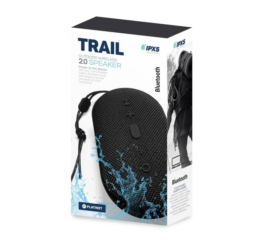 ENCEINTE PLATINET PMG12 TRAIL BLUETOOTH 4.2 10W STEREO IPX5 - NOIR