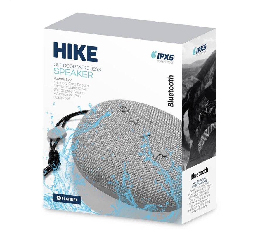 ENCEINTE BLUETOOTH 4.2 6W PLATINET PMG11 HIKE IPX5 - GRIS