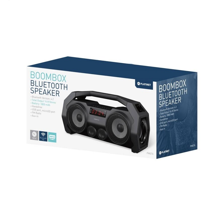 ENCEINTE BLUETOOTH PLATINET OG76 BOOMBOX NOIR [44416]