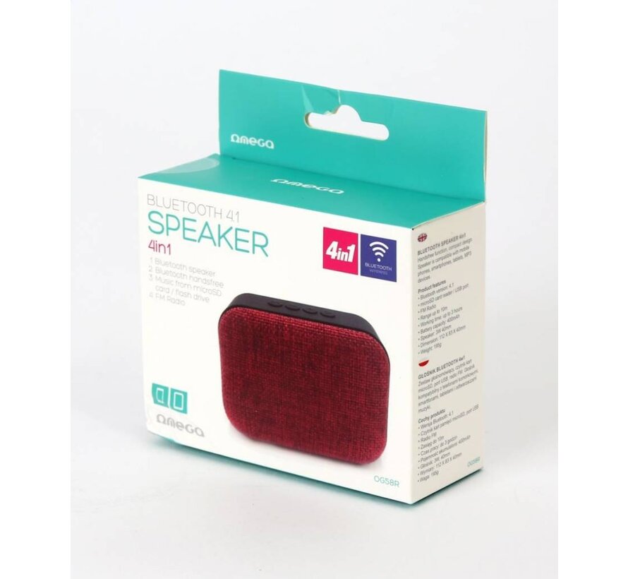 OMEGA SPEAKER OG58DG BLUETOOTH V4.1 FABRIC RED [44336]