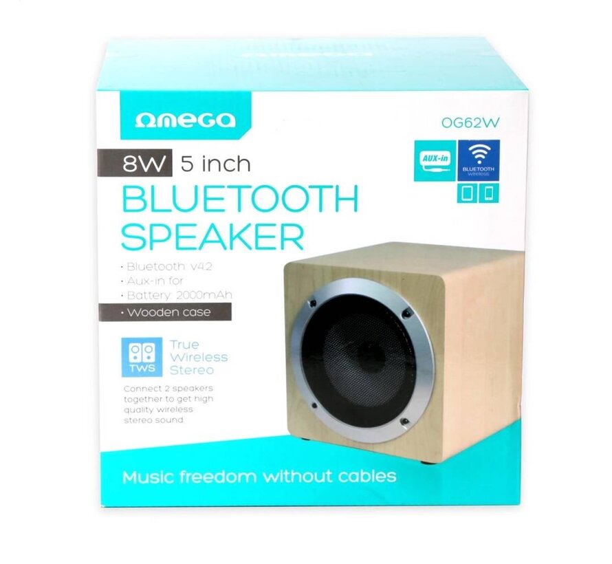 OMEGA SPEAKER OG62W WOODEN 5" 8W BLUETOOTH V4.2 BROWN TWS SYSTEM [44156]