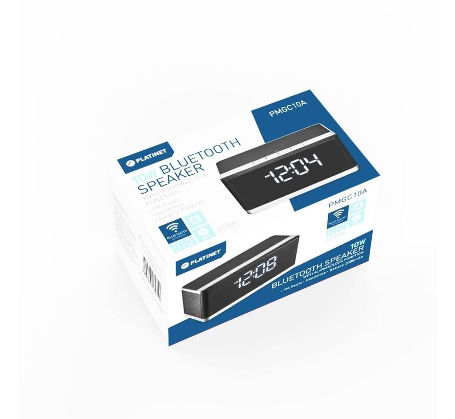 PLATINET SPEAKERS PMGC10A BLUETOOTH + CLOCK, FM 10W STEREO [43975]