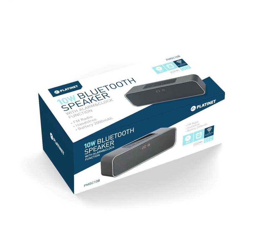 PLATINET SPEAKERS PMGC10B BLUETOOTH + CLOCK, FM 10W STEREO [43976]