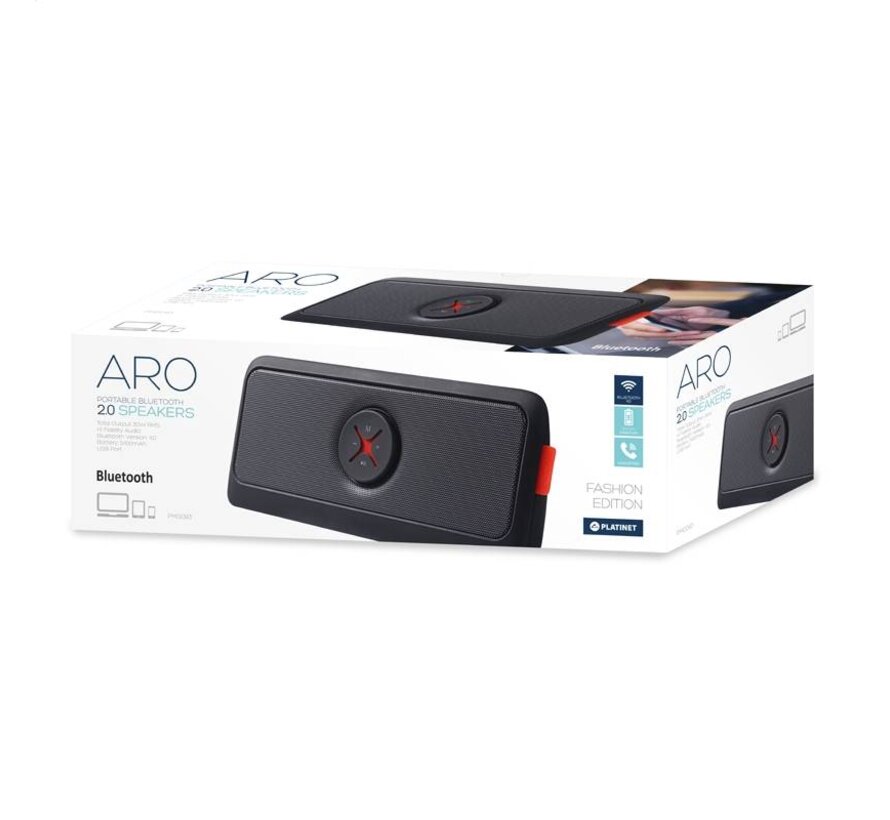 ENCEINTES STEREO PLATINET 2.0 PMG093 BLUETOOTH USB 30W ARO [43822]