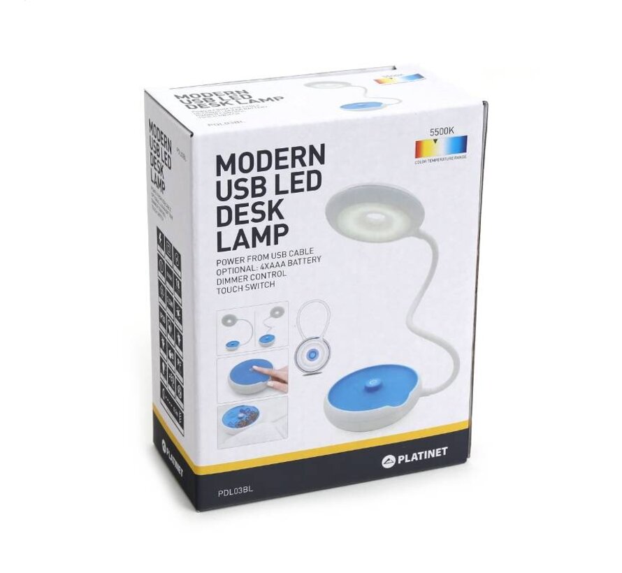 LAMPE DE BUREAU LED PLATINET 3,5W FLEXIBLE - BLEU