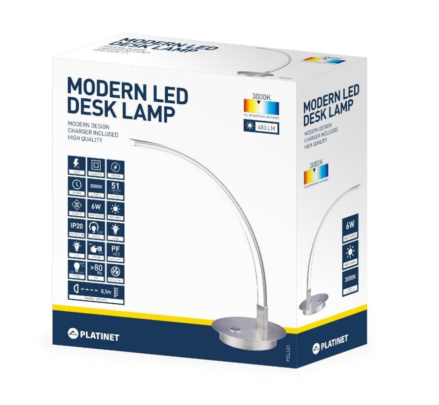 LAMPE DE BUREAU PLATINET 6W CURVED