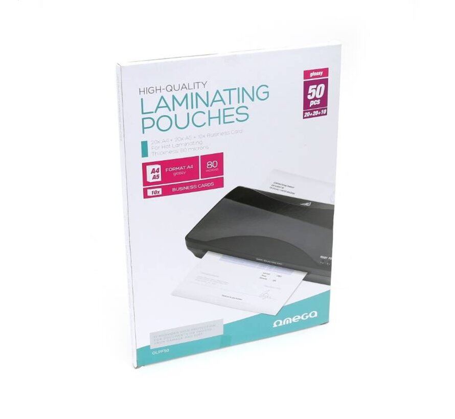 Pochettes de plastification A4 20 PCS & A5 20 PCS & 10 PCS cartes de visite