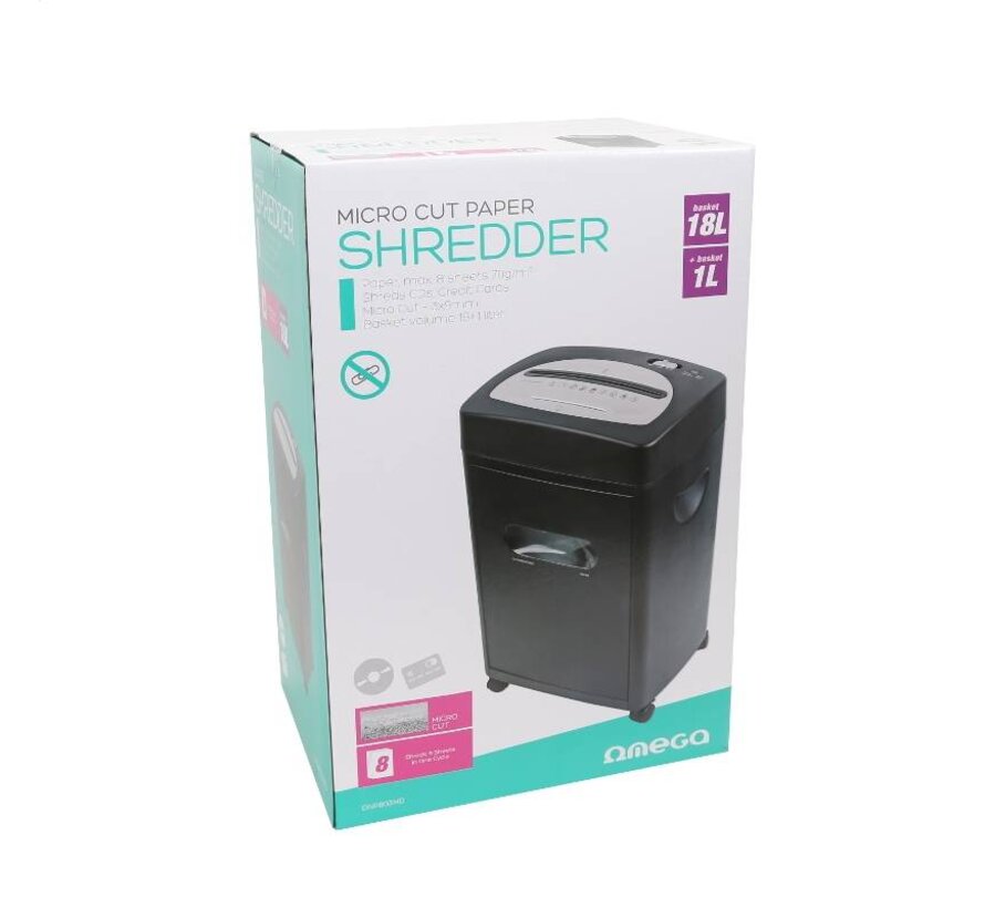 OMEGA NISZCZARKA DO PAPIERU / PAPER SHREDDER MICRO CUT 8 SHEETS [43489]