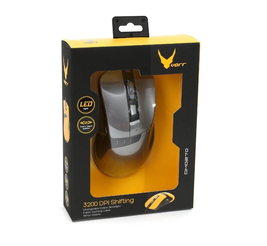 MOUSE OMEGA VARR OM-270 GAMING 1200-1600-2400-3200DPI GREY [43764]
