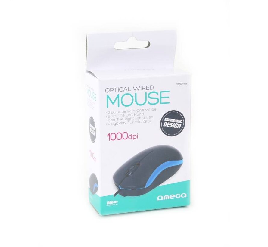 MOUSE OMEGA OM-07 3D OPTICAL 1000DPI VALUE LINE V2 BLUE [43182]