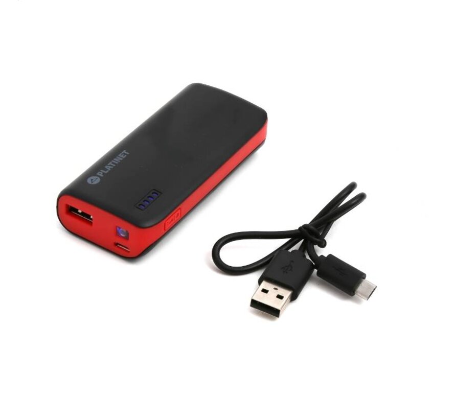 Batterie Power Bank PLATINET 4400mAh + cable micro USB + fonction lampe de poche NOIR/ROUGE 42916