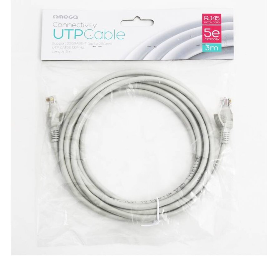 OMEGA NETWORKING CABLE UTP CAT5E PATCH CORD RJ45  3M [40252]