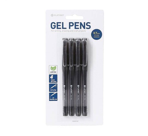 Platinet PLATINET GEL INK PENS BLACK 4 PCS