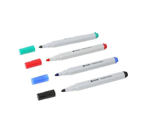Platinet PLATINET PERMANENT MARKERS BLACK / BLUE / RED / GREEN 12 PCS