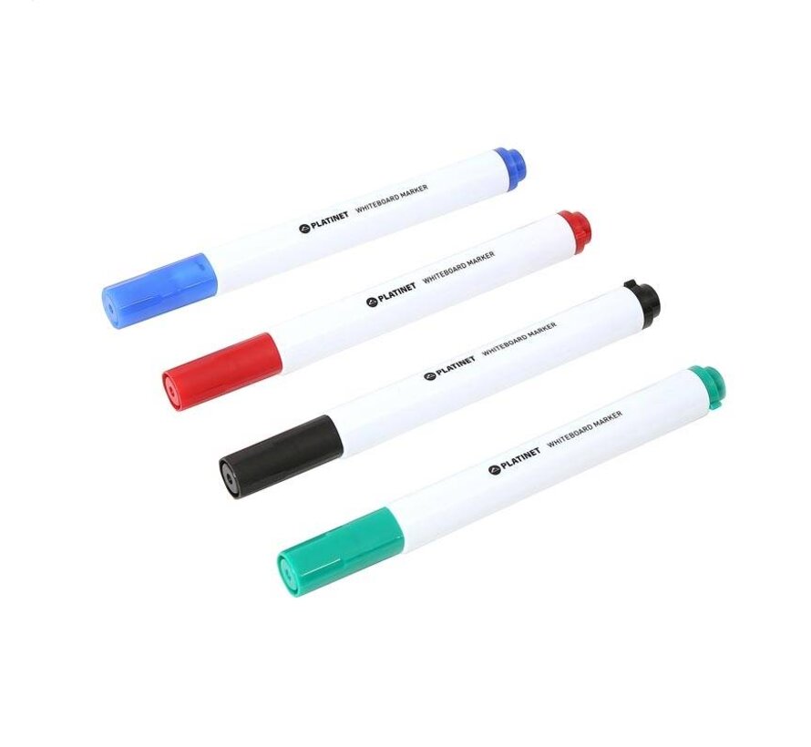 MARQUEURS EFFACABLES A SEC 12 PCS PLATINET NOIR/BLEU/ROUGE/VERT 43003