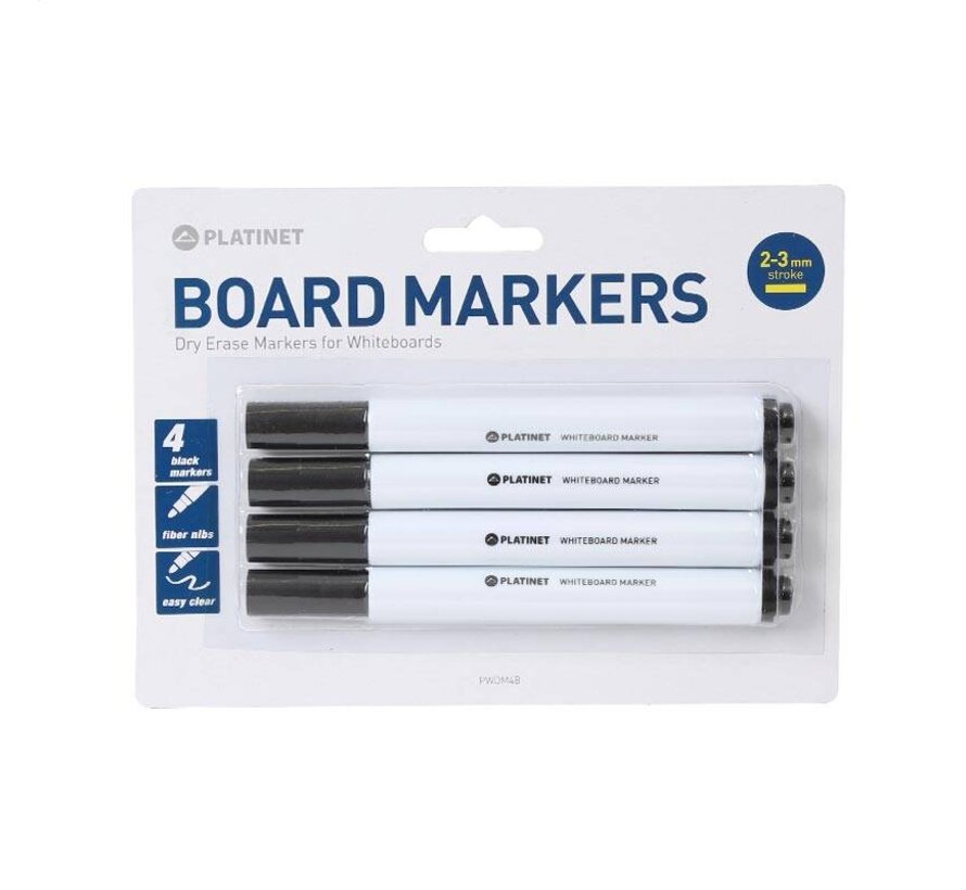 PLATINET DRY ERASE MARKERS BLACK 4 PCS