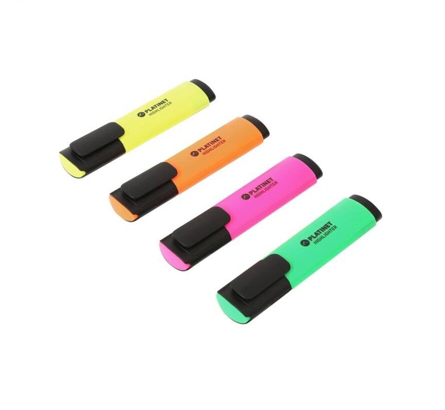 SURLIGNEURS PLATINET 12PCS JAUNE/ORANGE/ROSE/VERT 43007