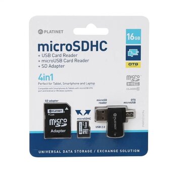 Platinet PLATINET 4-in-1 microSD 16 GB + CARD READER + OTG + ADAPTER
