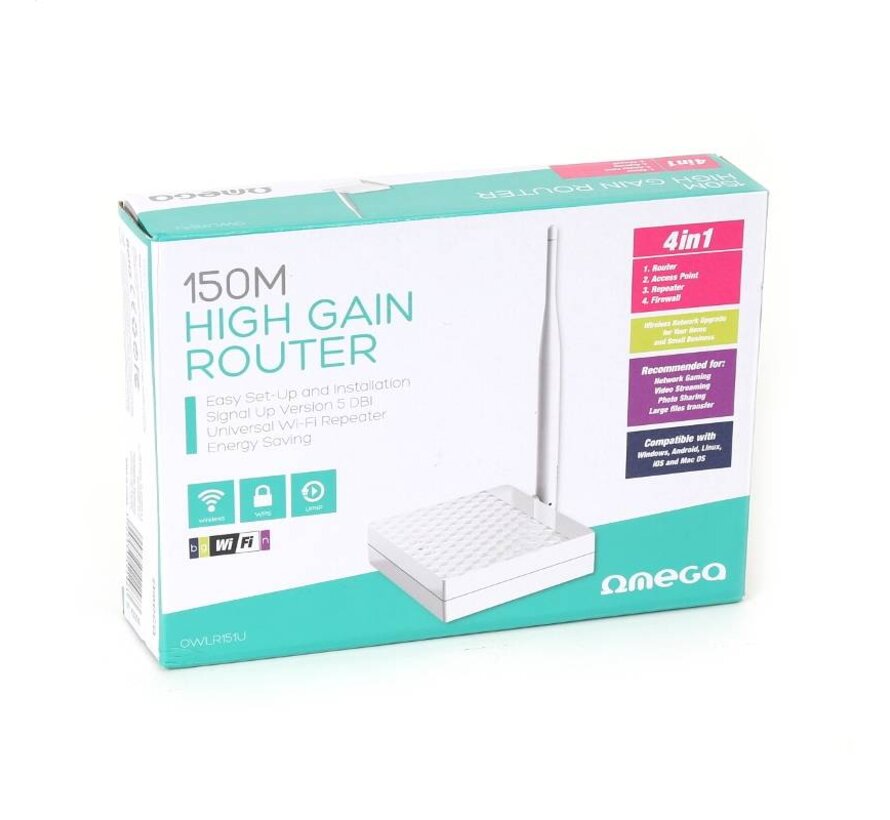 OMEGA WI-FI ROUTER 150MBPS O31 802.11B/G/N 1xWAN 1xLAN [42296]