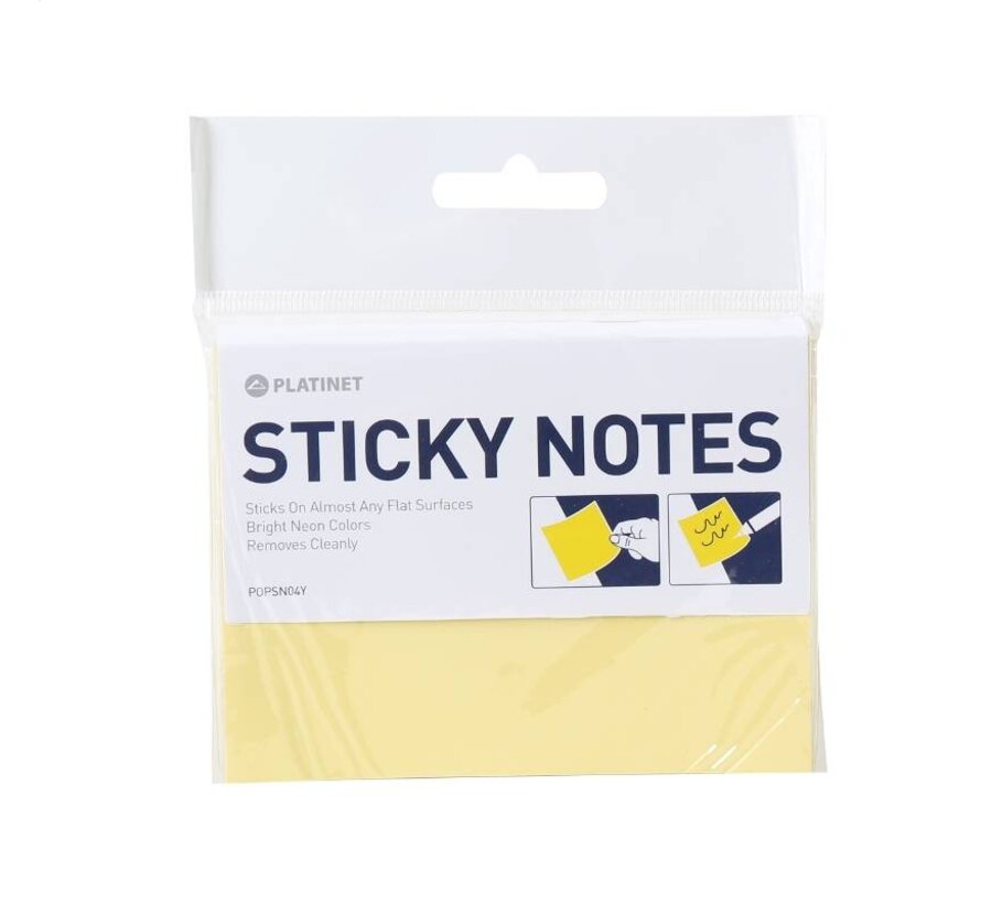 PLATINET STICKY NOTES YELLOW 75x100MM 100 SHEETS
