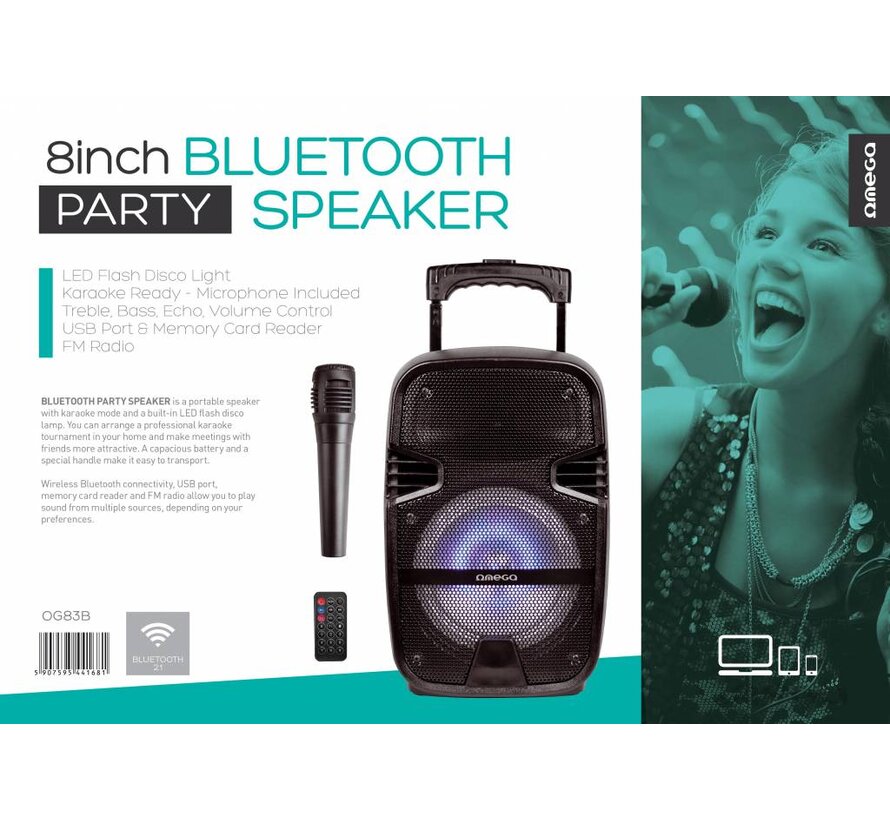 ENCEINTE KARAOKE OMEGA OG83 10W  + MICROPHONE BLUETOOTH V2.1  [44168]