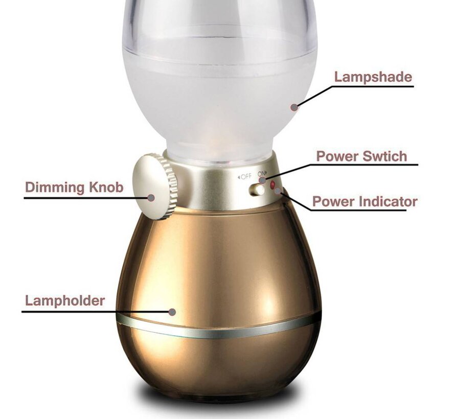 PLATINET DESK LAMP WITH BLOWING CONTROL+CHARGER GOLD [44609]