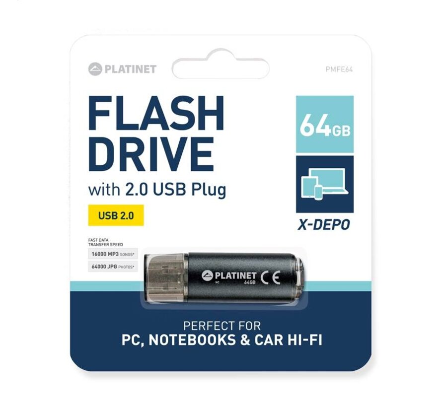 PLATINET PENDRIVE USB 2.0 X-Depo 64GB [42117]