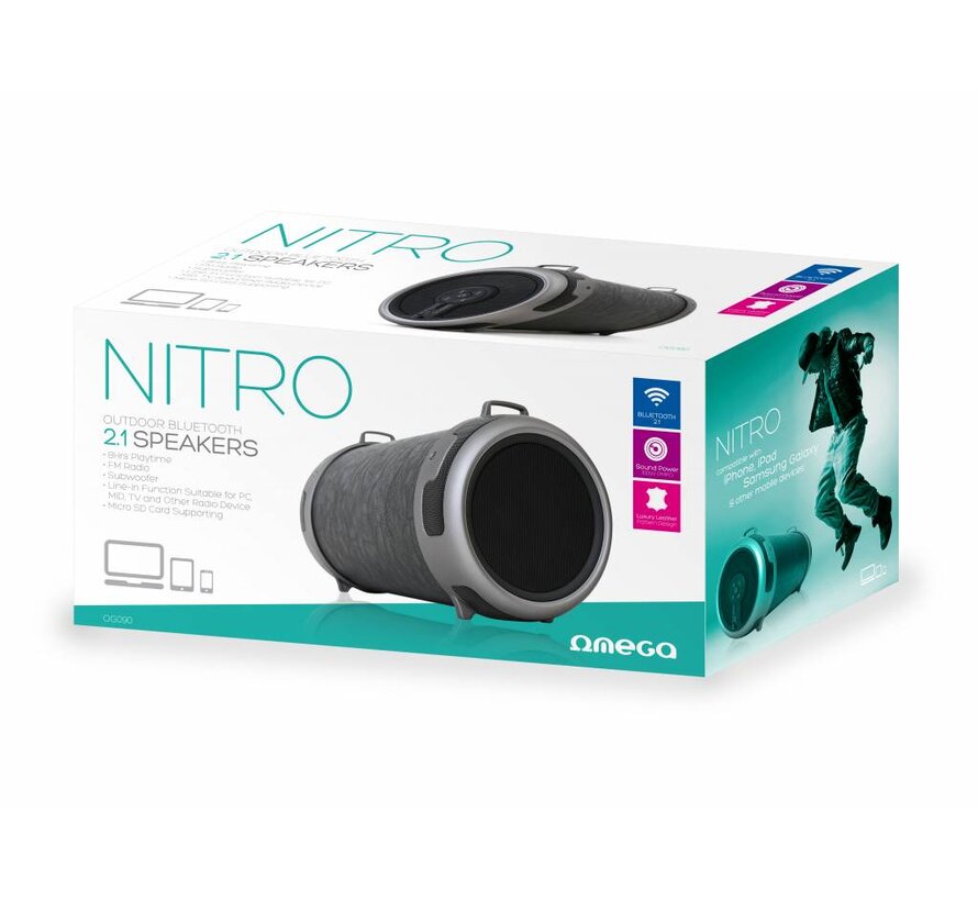 ENCEINTE BLUETOOTH OMEGA "NITRO OUTDOOR" 2.1 SD FM 11W USB [43225]