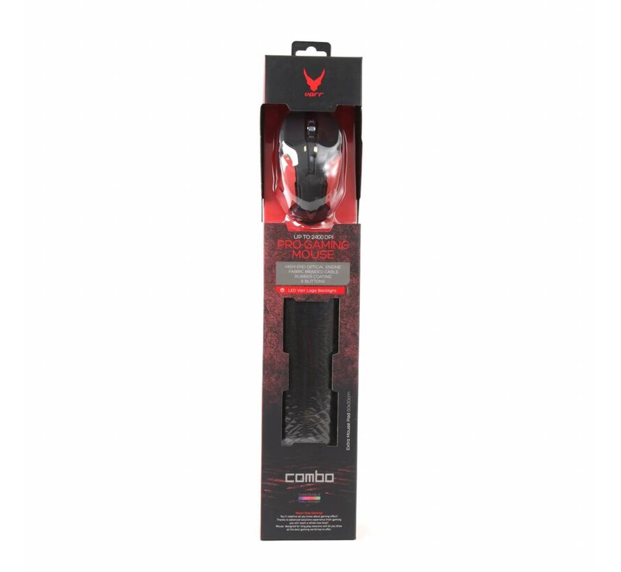VARR GAMING SET LED MOUSE 800 - 2400 DPI + PAD [44640]
