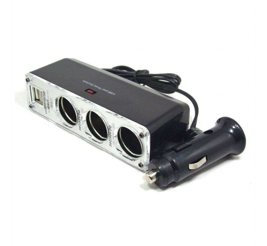 OMEGA TRIPLE CIGAR SOCKET CABLE OUC912 + 2x USB port 2.4A [44687]