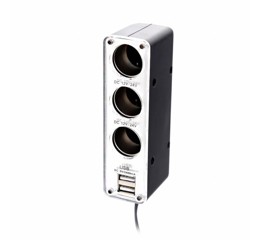 OMEGA TRIPLE CIGAR SOCKET CABLE OUC912 + 2x USB port 2.4A [44687]