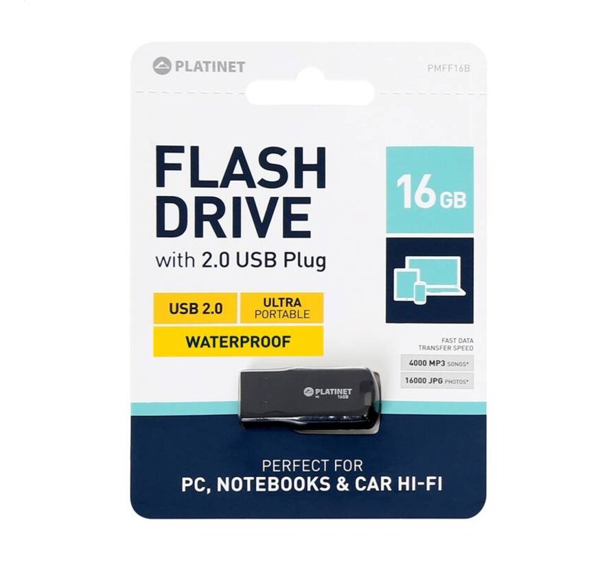 Clé USB 2.0 Platinet F-Depo 16GB ETANCHE - NOIR [43331]
