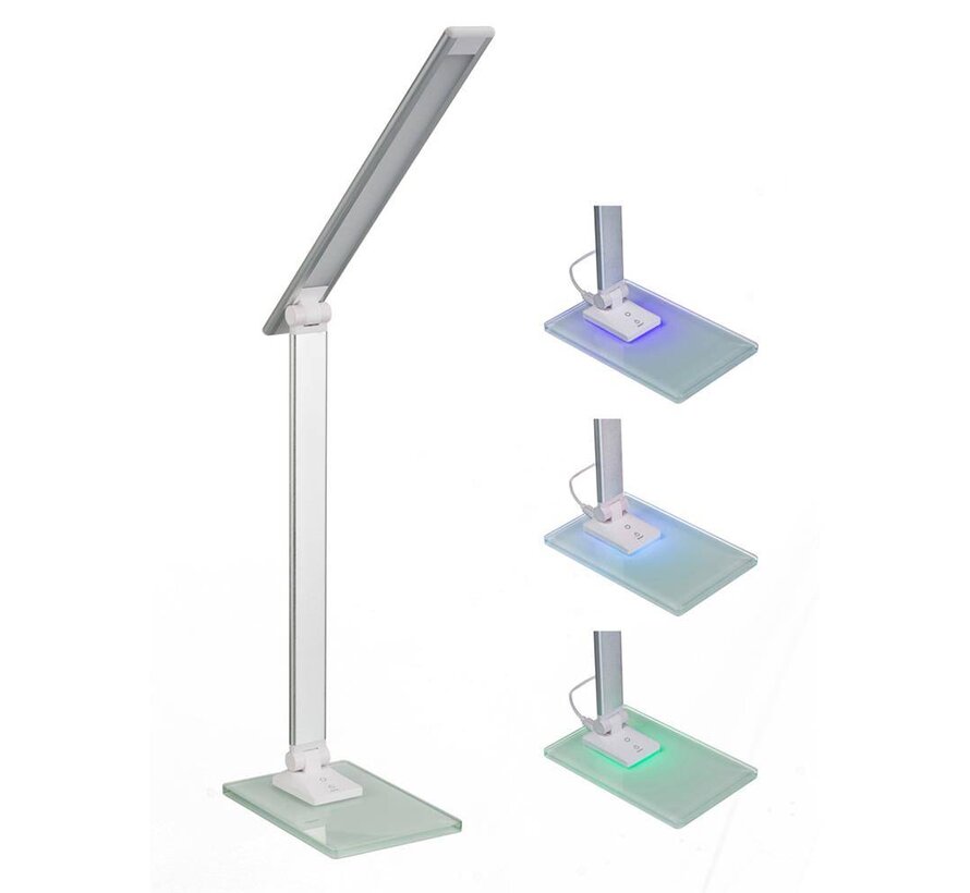 PLATINET SPECIAL LED DESK LAMP 6W RGB GLASS BASE SILVER [44671]