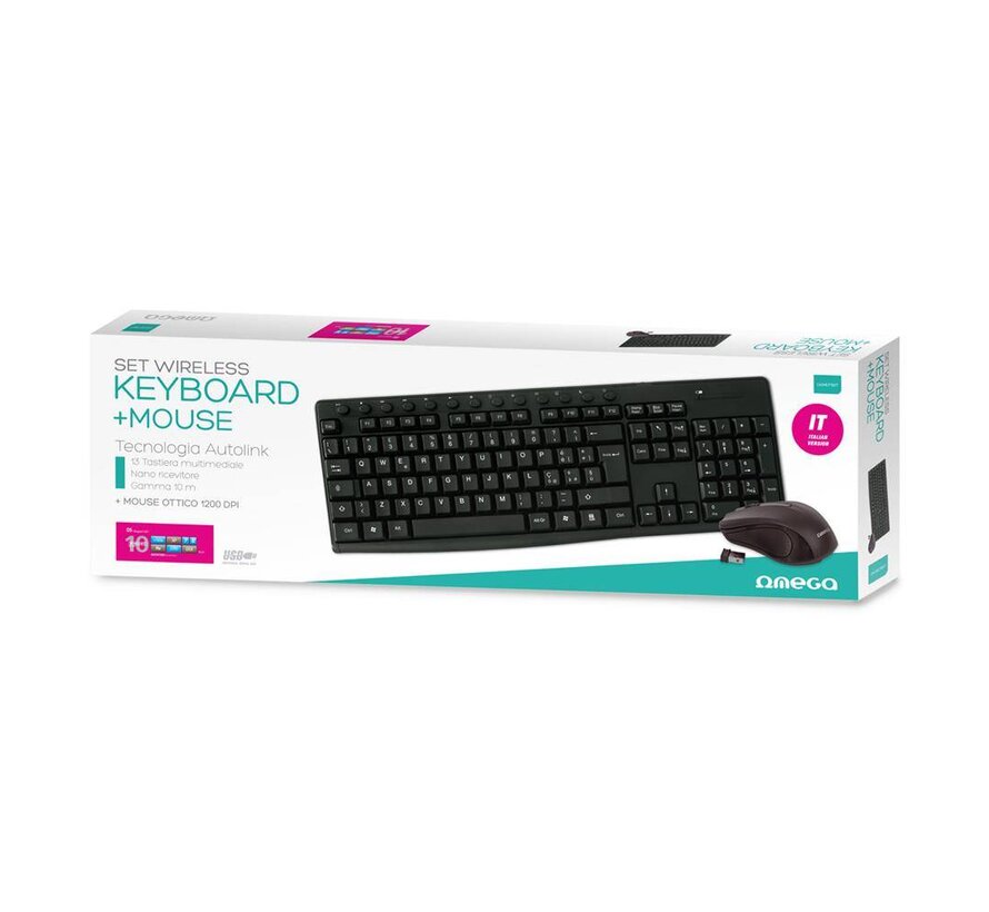 KEYBOARD IT + MOUSE OMEGA OKM071B M-MEDIA W-LESS SET 2.4GHZ BLACK [44442]